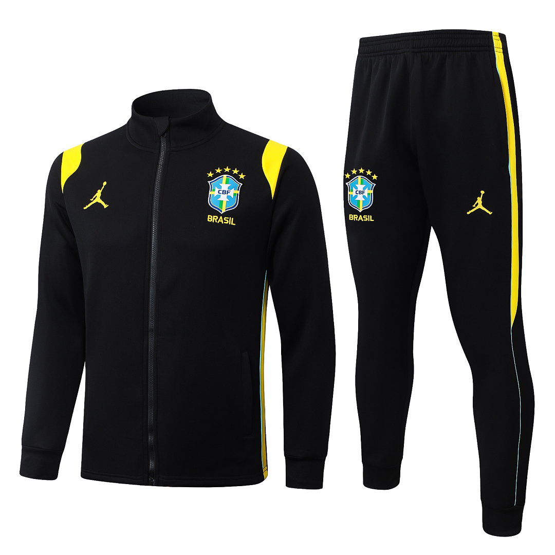 26/27 Brazil Full-Zip Men's Training Kit Black Yellow