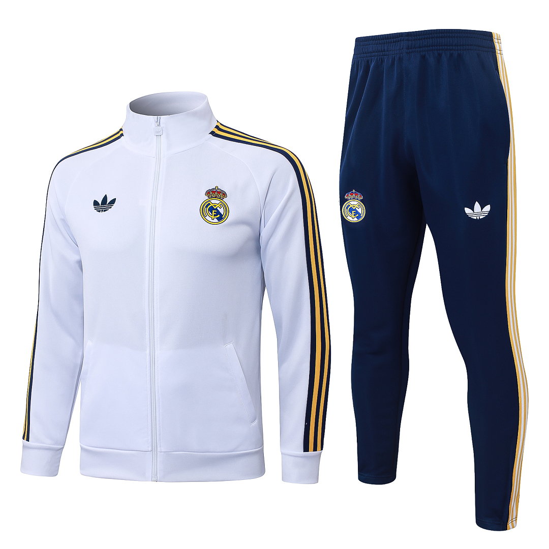 26/27 Real Madrid Full-Zip Men's Training Kit White Trefoil