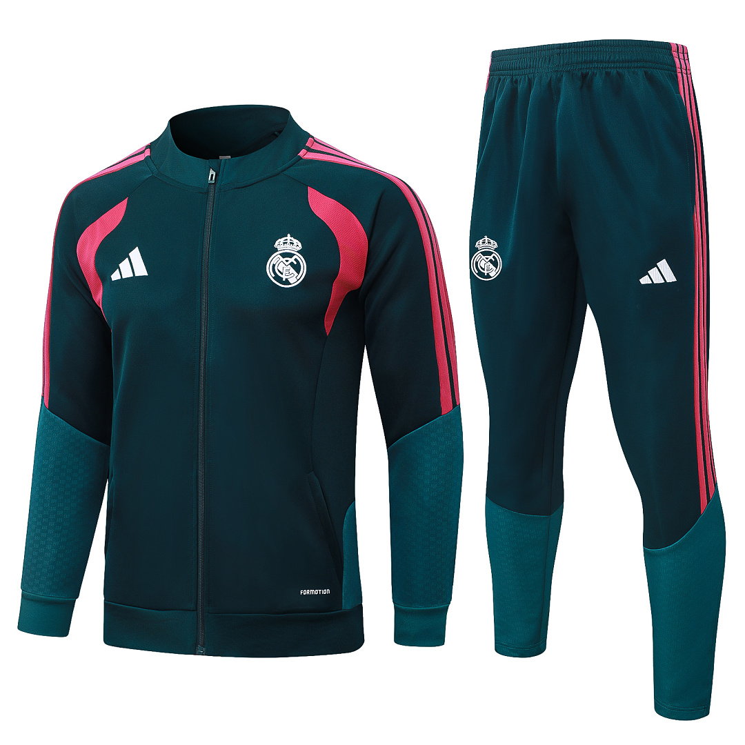 26/27 Real Madrid Full-Zip Men's Training Kit Dark Green