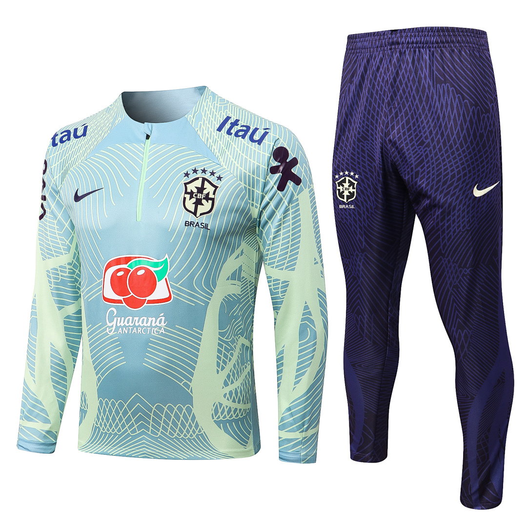 22/23 Brazil Half-Zip Men's Training Kit Grass Green Print
