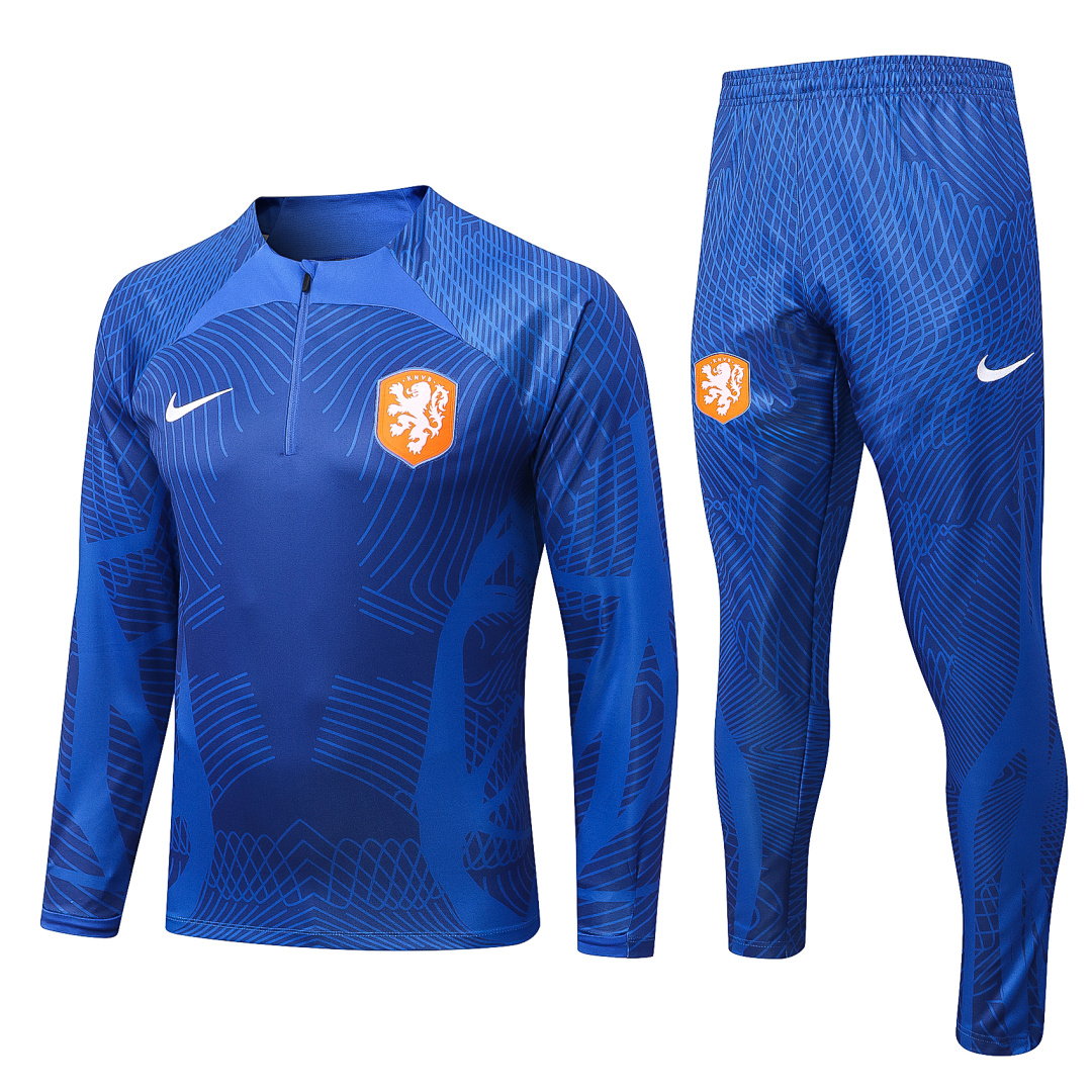 22/23 Netherlands Half-Zip Men's Training Kit Royal Blue Print