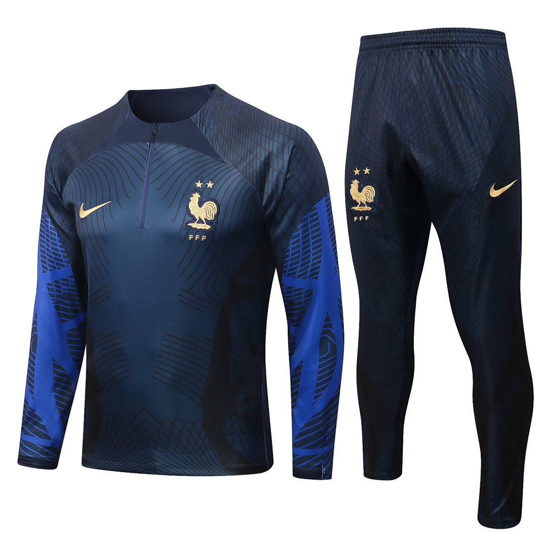 22/23 France Half-Zip Men's Training Kit Royal Blue Print