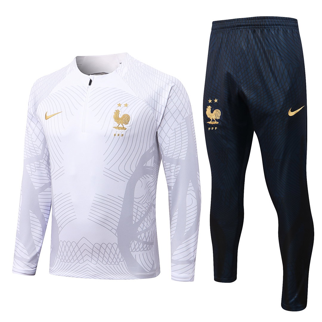 22/23 France Half-Zip Men's Training Kit White Print