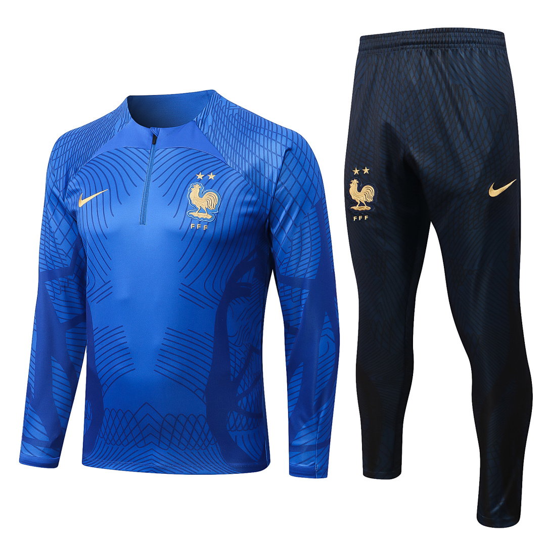 22/23 France Half-Zip Men's Training Kit Royal Blue Print