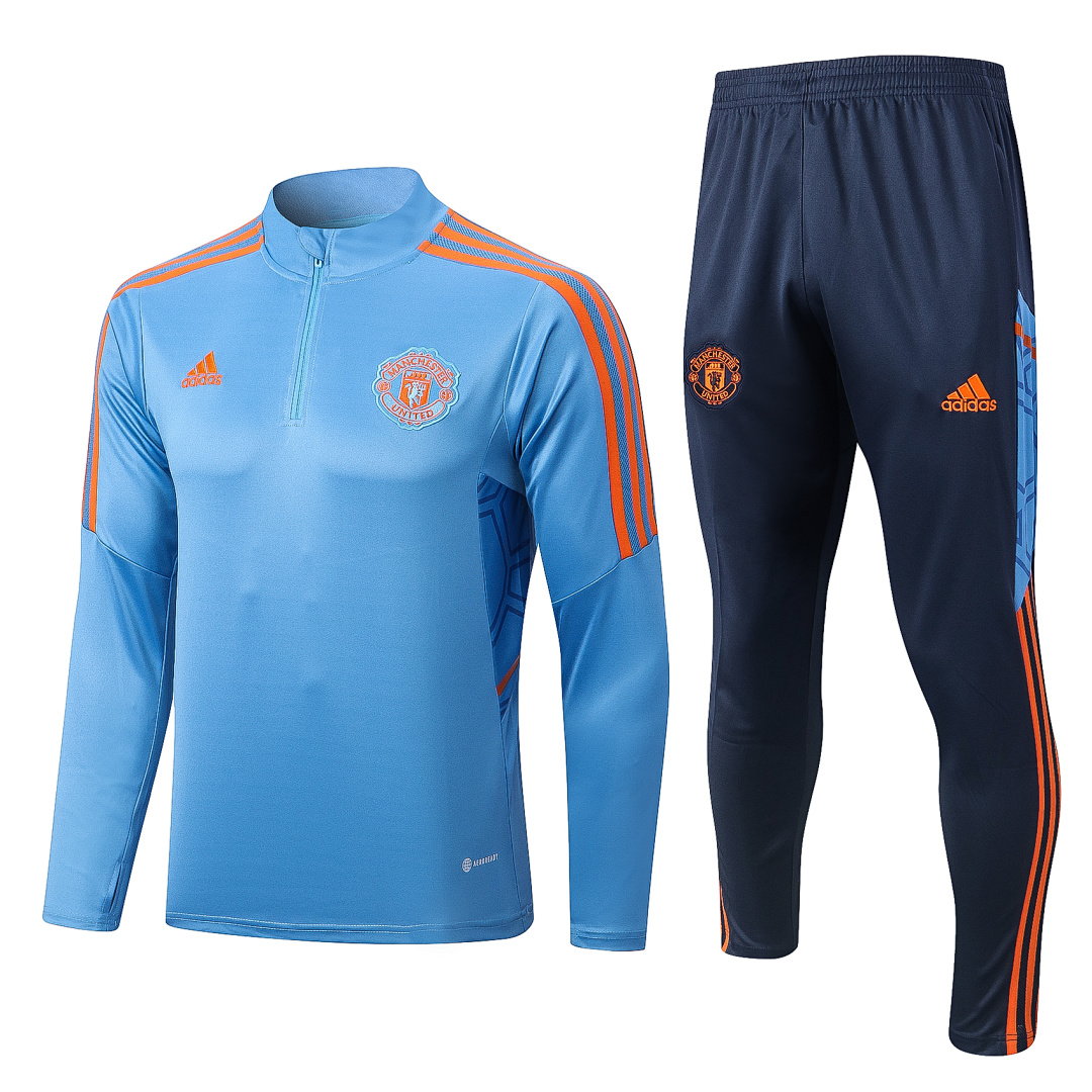 22/23 Manchester United Half-Zip Men's Training Kit Aqua Blue