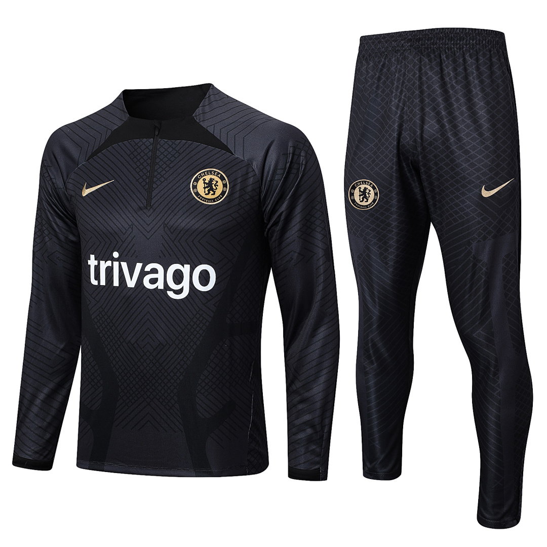 22/23 Chelsea Half-Zip Men's Training Kit Black Print
