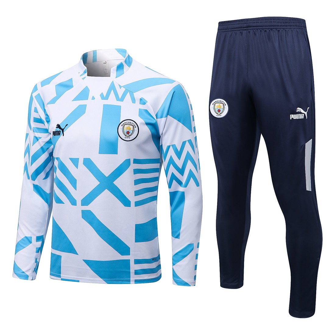 22/23 Manchester City Half-Zip Men's Training Kit White Print