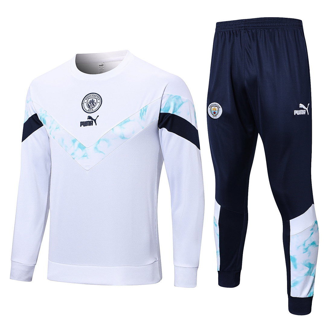 22/23 Manchester City Men's Training Kit Crew Neck White