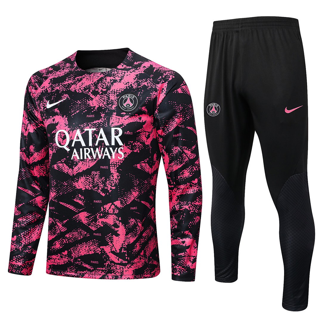 22/23 PSG Half-Zip Men's Training Kit Black Pink Print