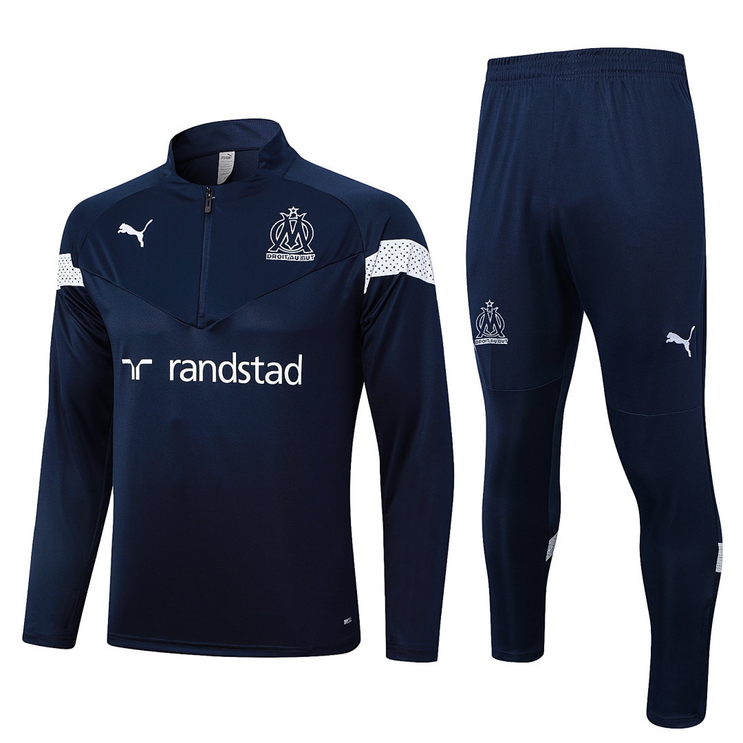 22/23 Olympique de Marseille Half-Zip Men's Training Kit Royal Blue