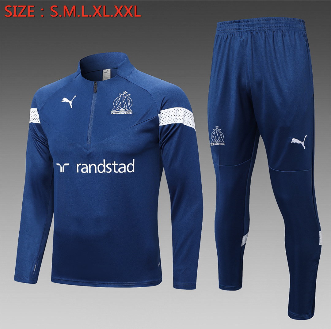 22/23 Olympique de Marseille Half-Zip Men's Training Kit Royal Blue