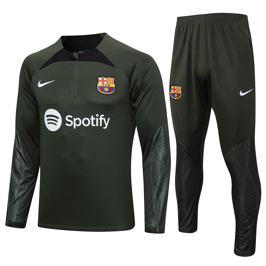 23/24 Barcelona Half-Zip Men's Training Kit Dark Green