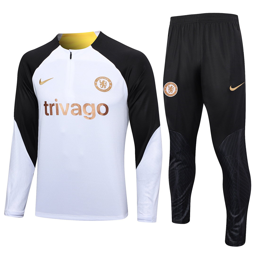 23/24 Chelsea Half-Zip Men's Training Kit White Gold Sponsor