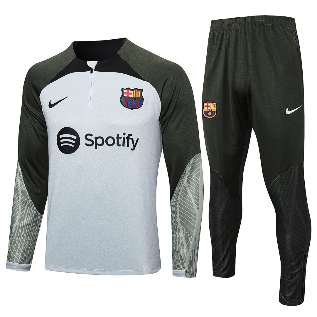 23/24 Barcelona Half-Zip Men's Training Kit Light Gray