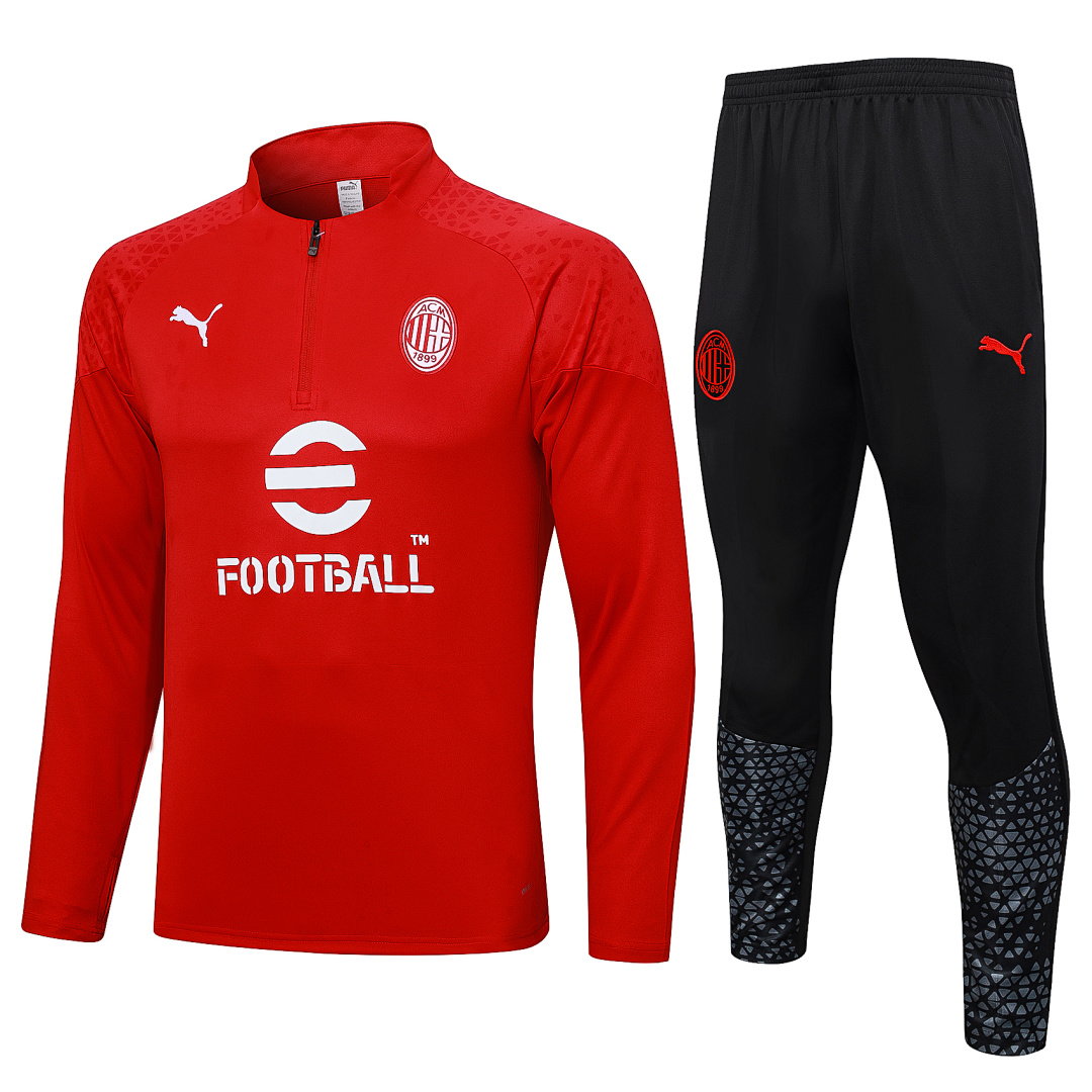 23/24 AC Milan Half-Zip Men's Training Kit Red