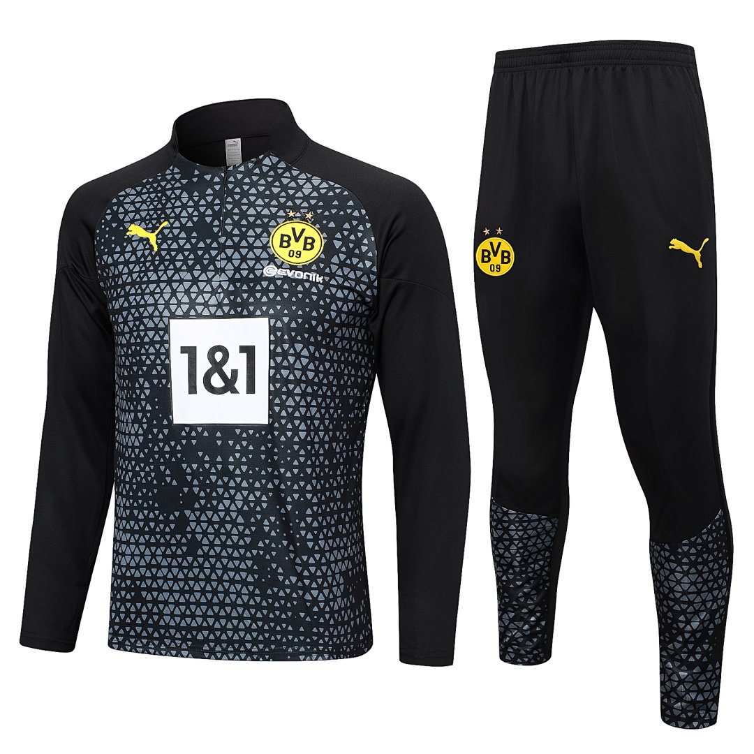 23/24 Borussia Dortmund Half-Zip Men's Training Kit Black Print