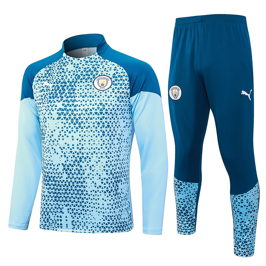 23/24 Manchester City Half-Zip Men's Training Kit Light Blue Print