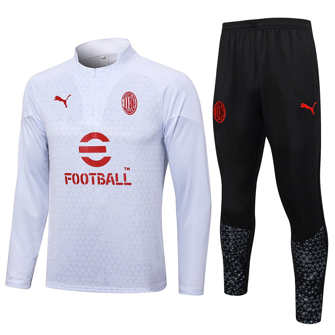 23/24 AC Milan Half-Zip Men's Training Kit White Print