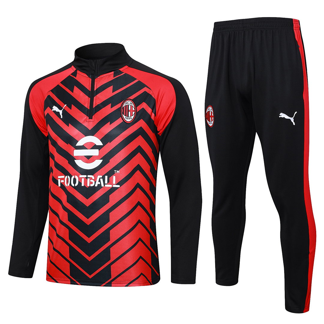 23/24 AC Milan Half-Zip Men's Training Kit Black Red