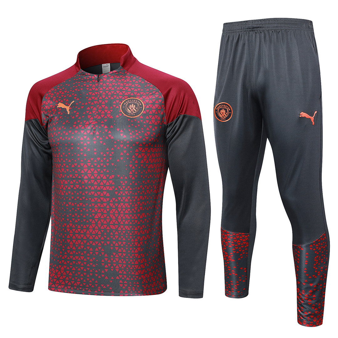23/24 Manchester City Half-Zip Men's Training Kit Gray Front Print