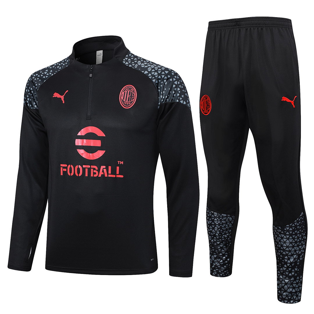 23/24 AC Milan Half-Zip Men's Training Kit Black