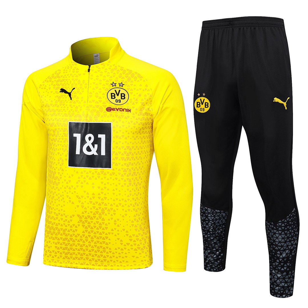 23/24 Borussia Dortmund Half-Zip Men's Training Kit Yellow Front Print