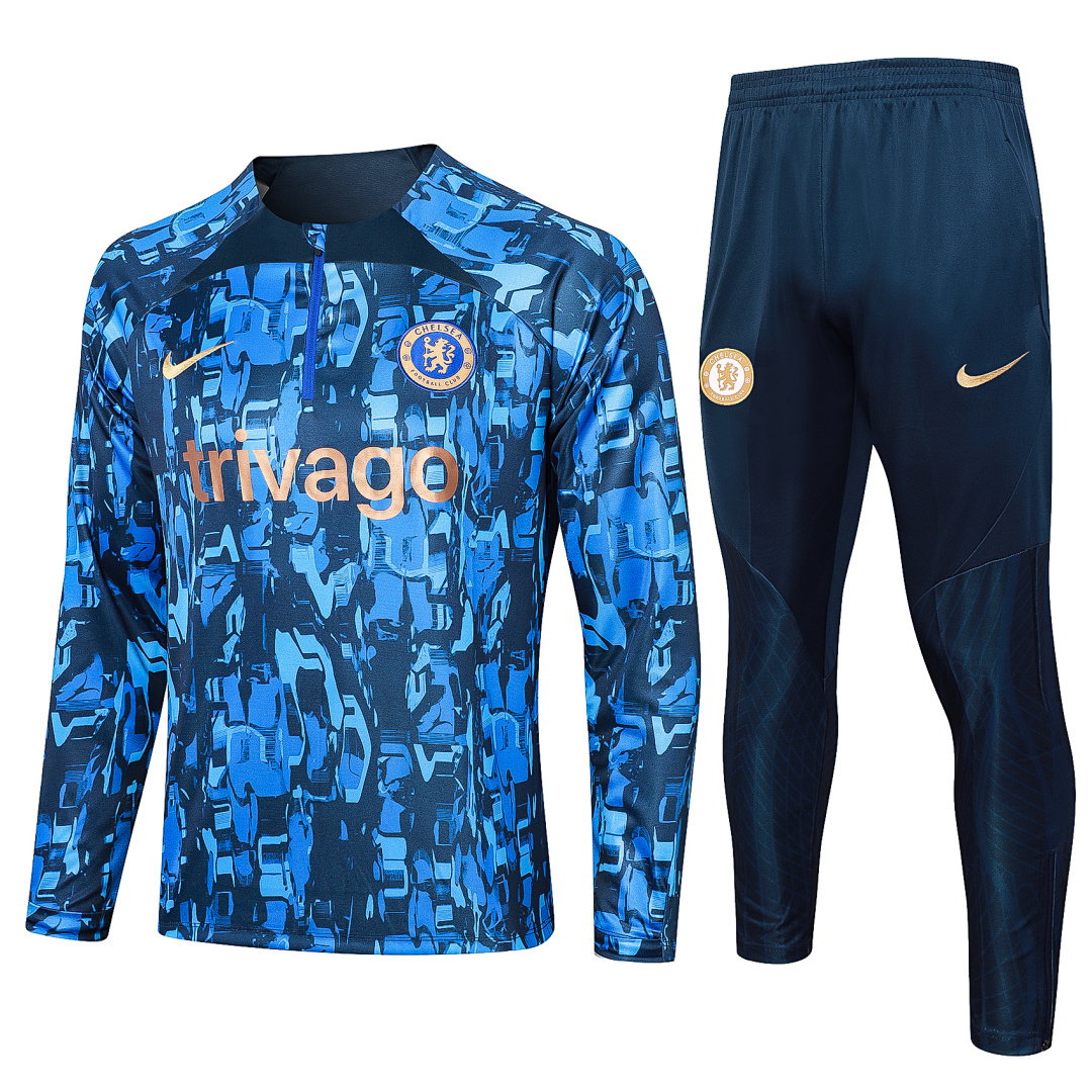 23/24 Chelsea Half-Zip Men's Training Kit Royal Blue Print