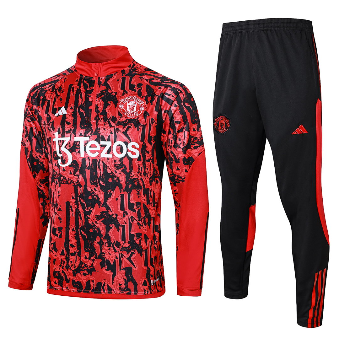 23/24 Manchester United Half-Zip Men's Training Kit Red Print