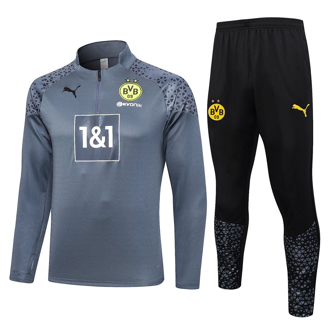 23/24 Borussia Dortmund Half-Zip Men's Training Kit Gray