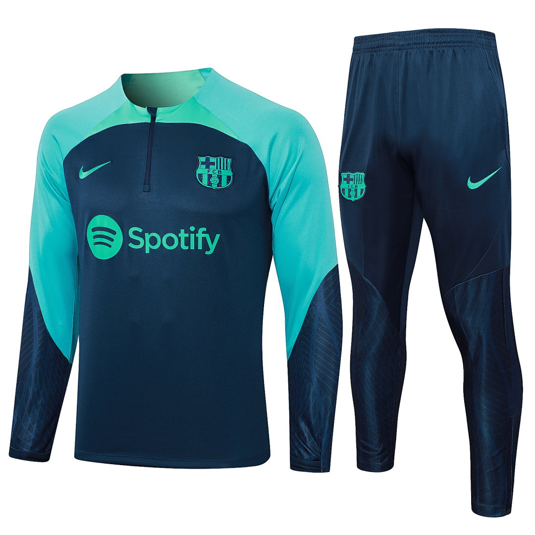 23/24 Barcelona Half-Zip Men's Training Kit Royal Blue Sleeves Green