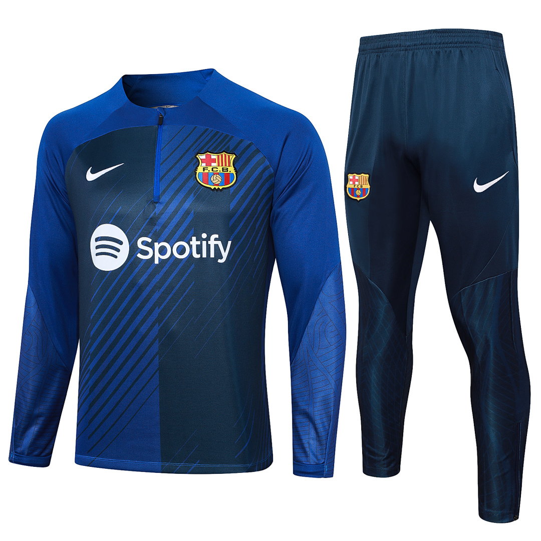 23/24 Barcelona Half-Zip Men's Training Kit Royal Blue Print