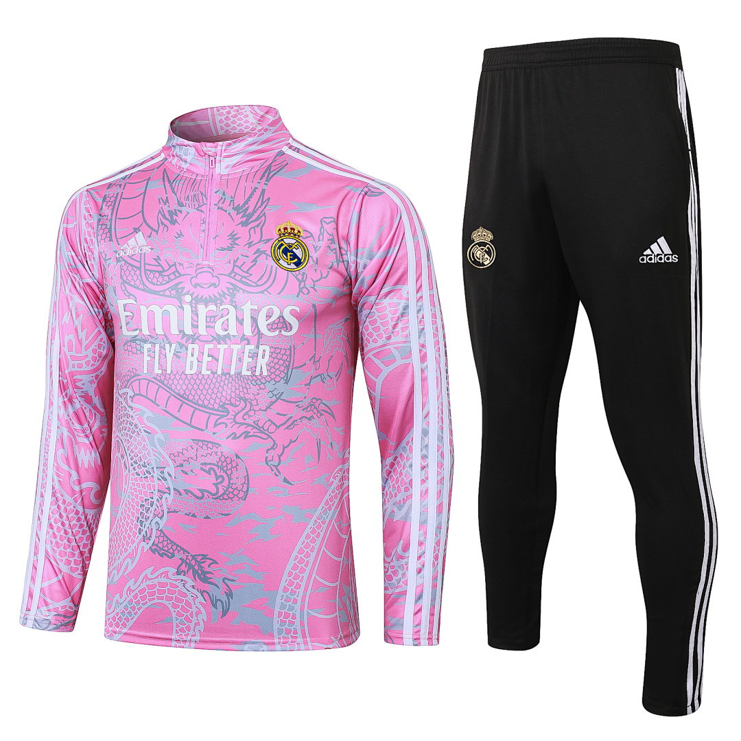 23/24 Real Madrid Half-Zip Men's Training Kit Pink Print