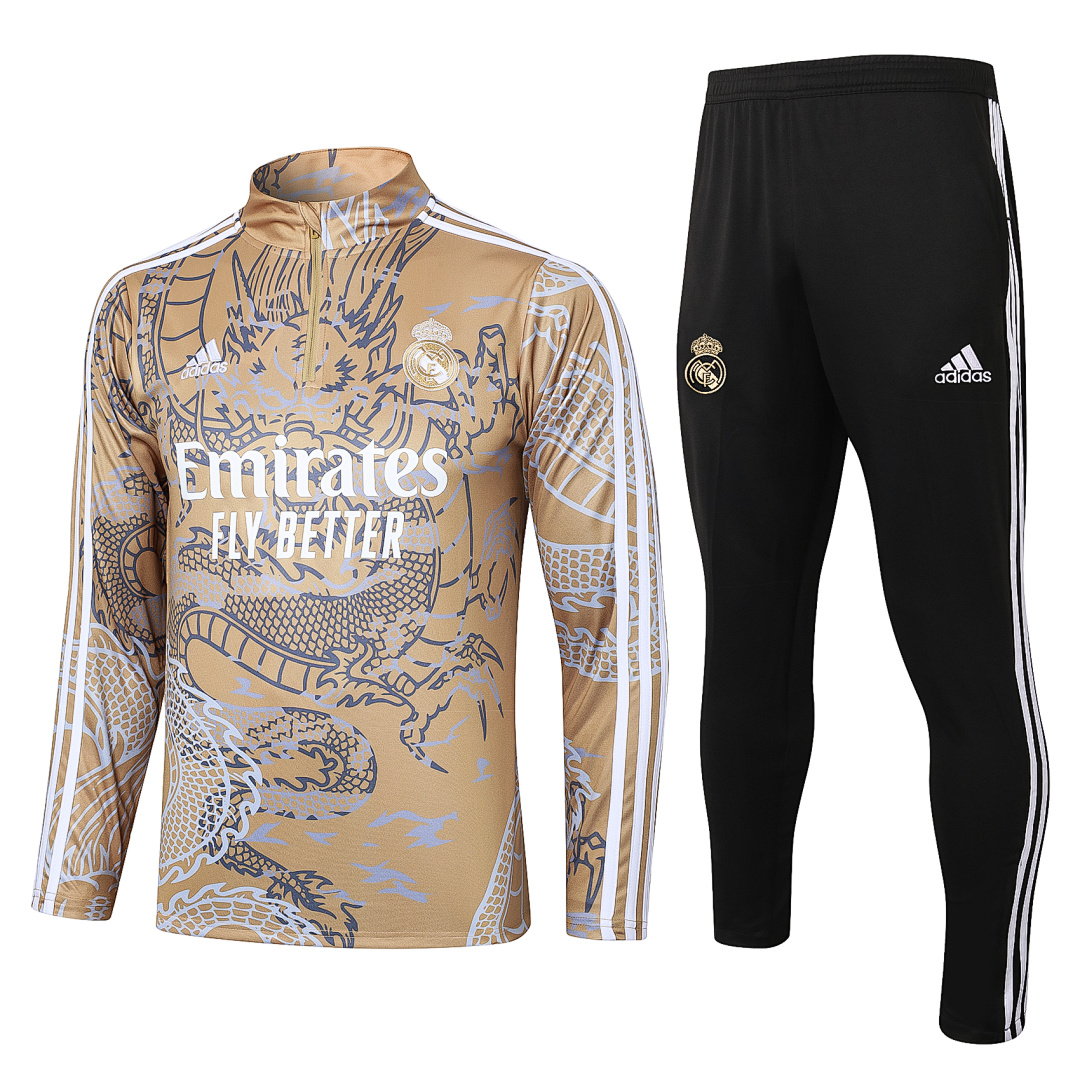 23/24 Real Madrid Half-Zip Men's Training Kit Apricot Print