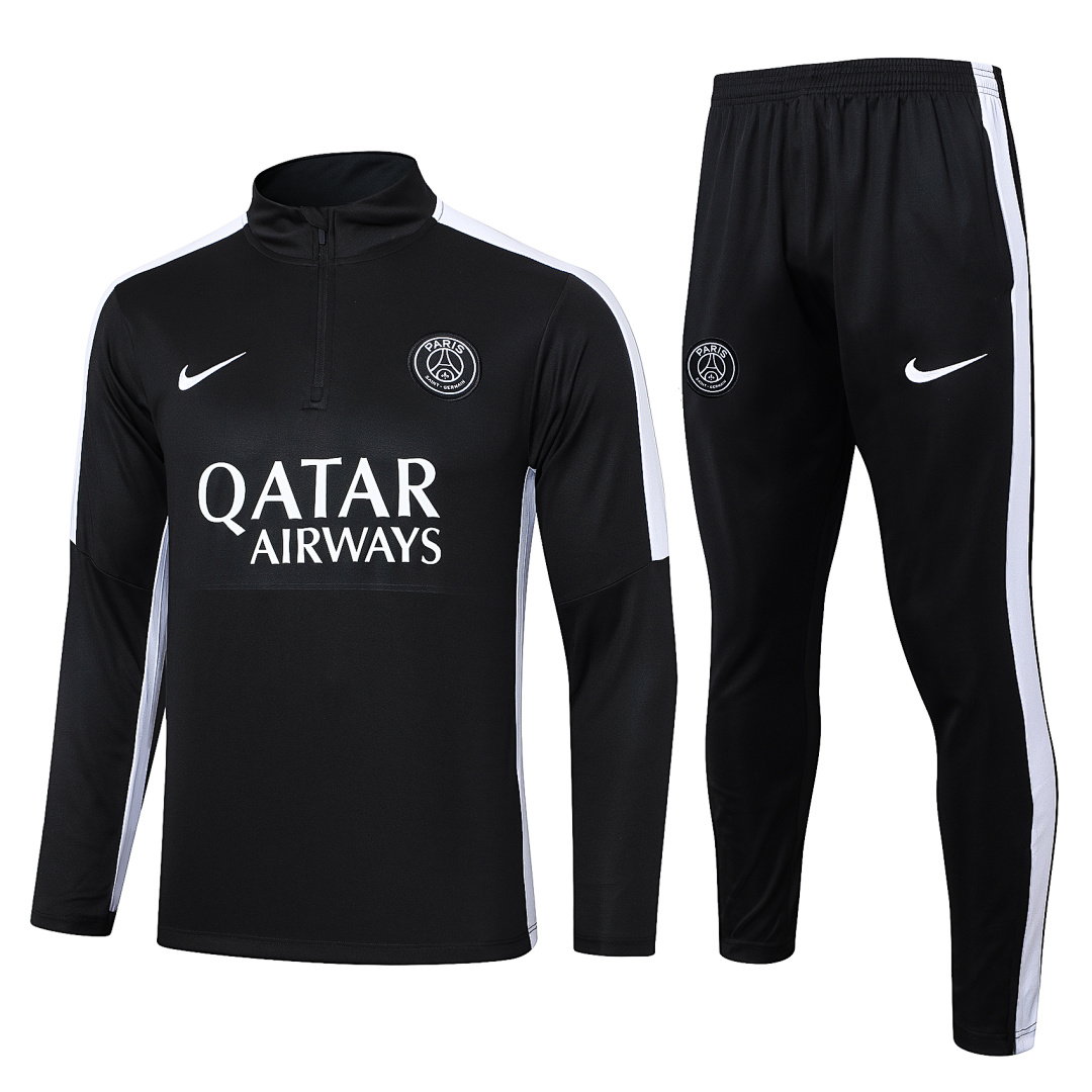 23/24 PSG Half-Zip Men's Training Kit Black White Shoulders