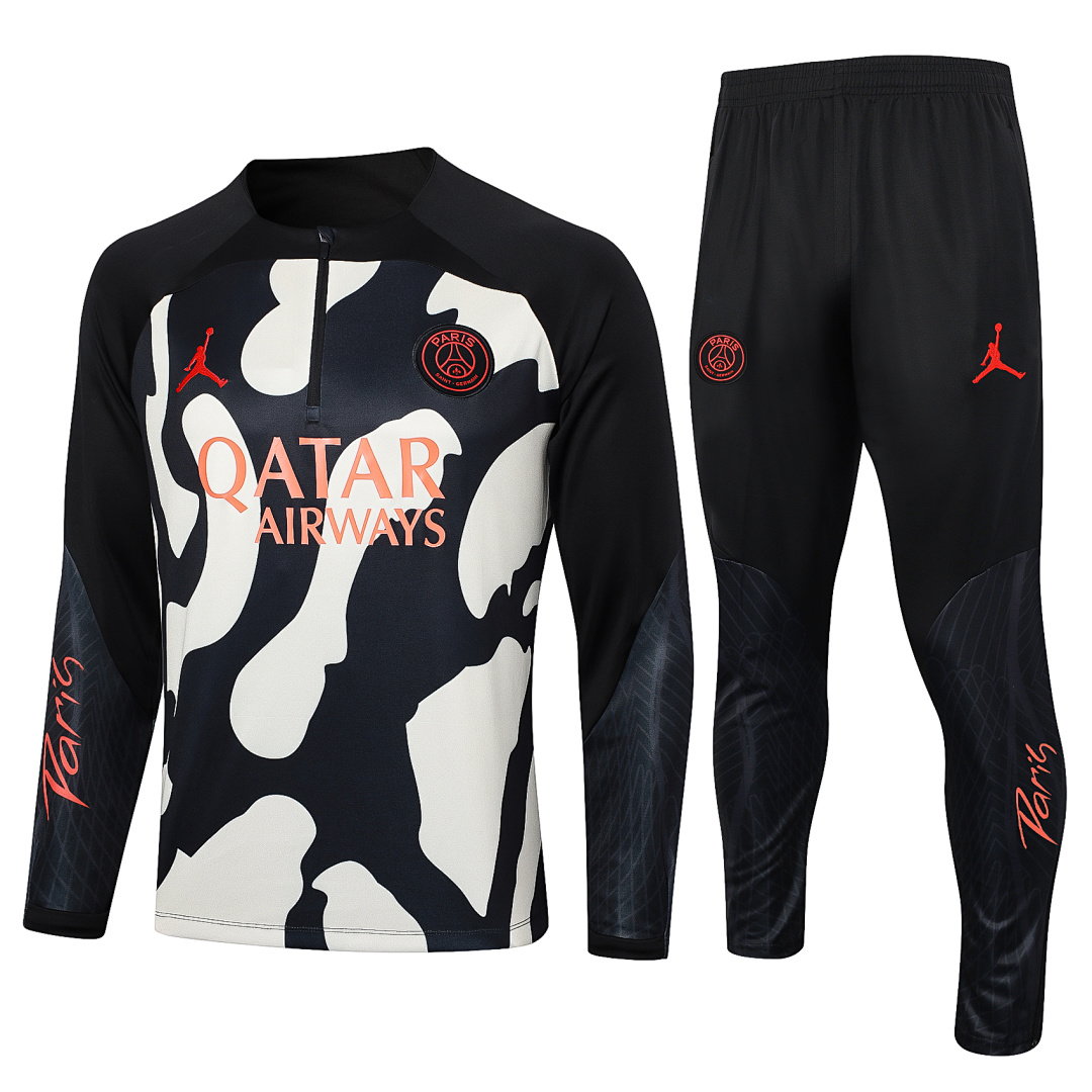 23/24 Jordan PSG Half-Zip Men's Training Kit Black Yellow Print