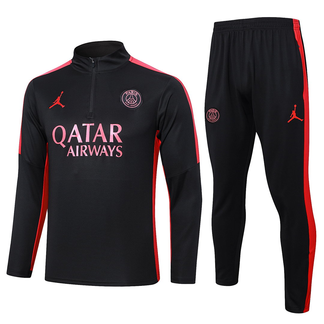23/24 Jordan PSG Half-Zip Men's Training Kit Black Red Shoulders