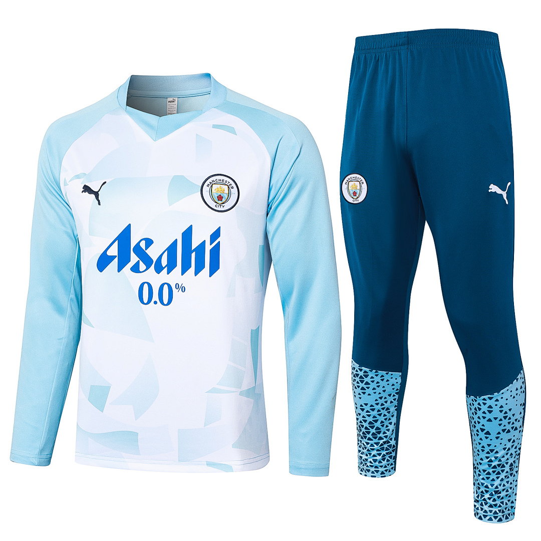 23/24 Manchester City Men's Training Kit Crew Neck Light Blue Print