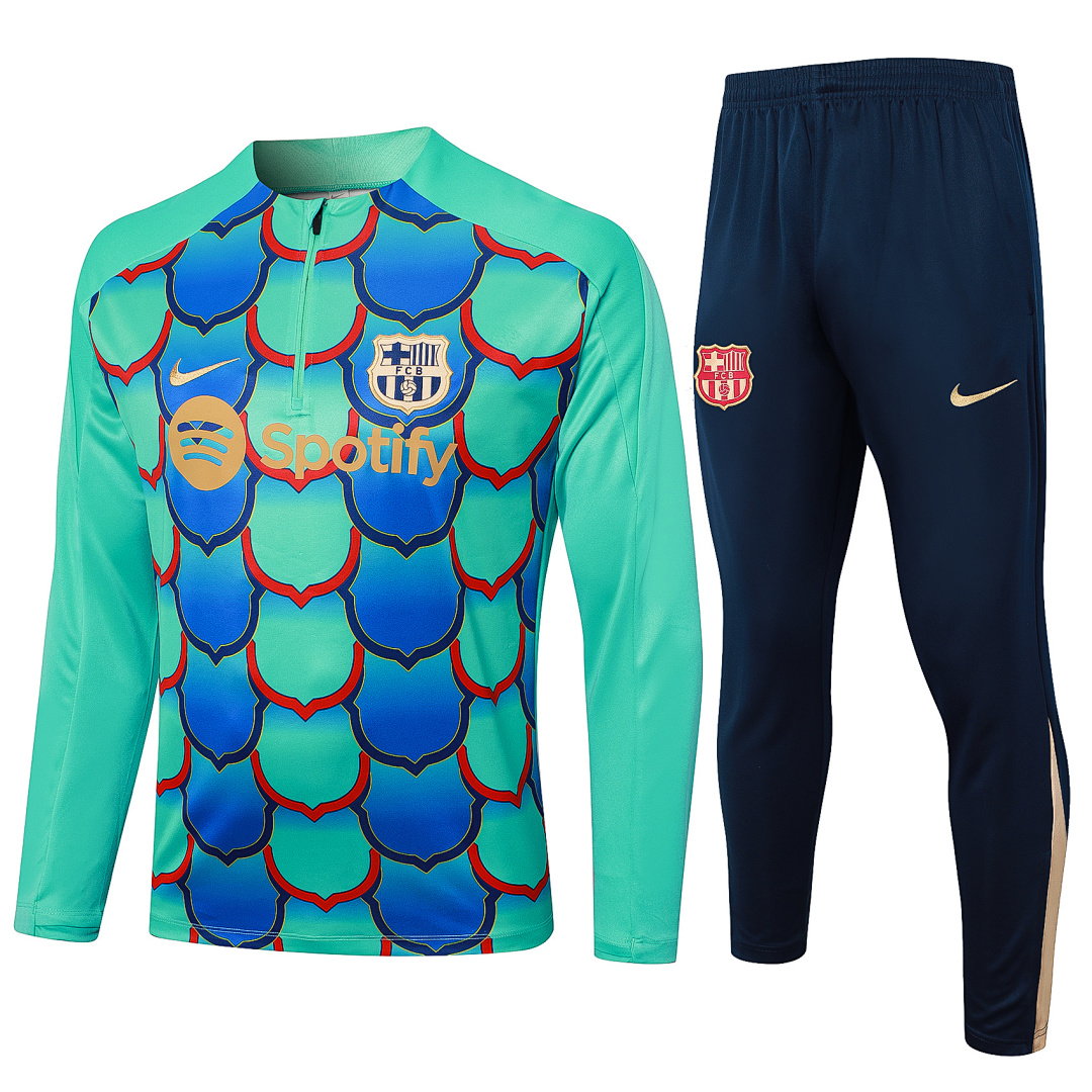 24/25 Barcelona Half-Zip Men's Training Kit Green Print