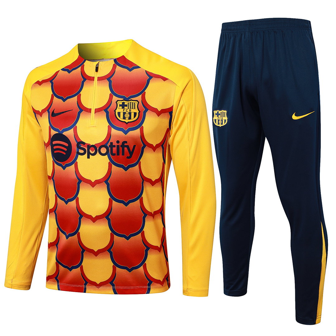 24/25 Barcelona Half-Zip Men's Training Kit Yellow Print