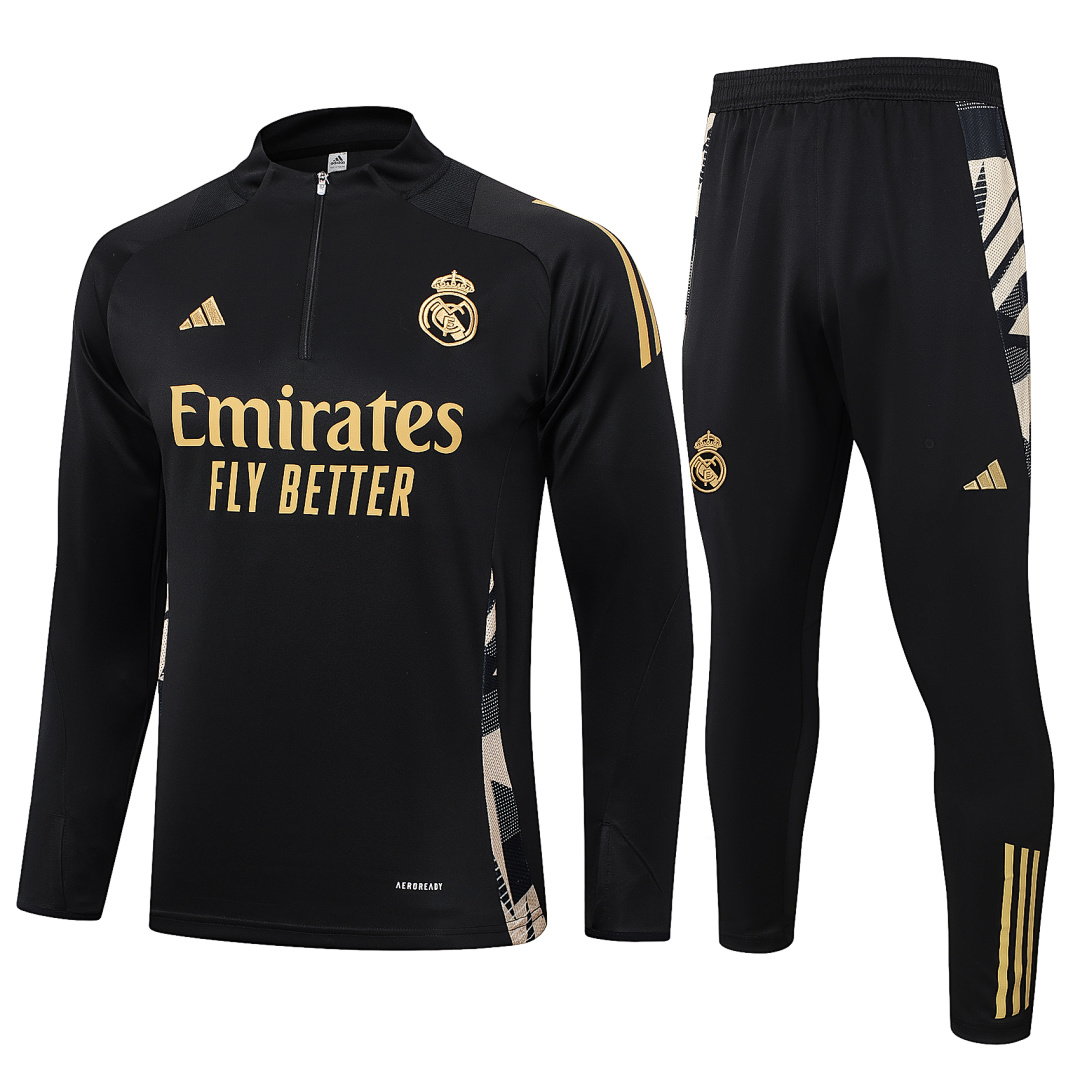 24/25 Real Madrid Half-Zip Men's Training Kit Black