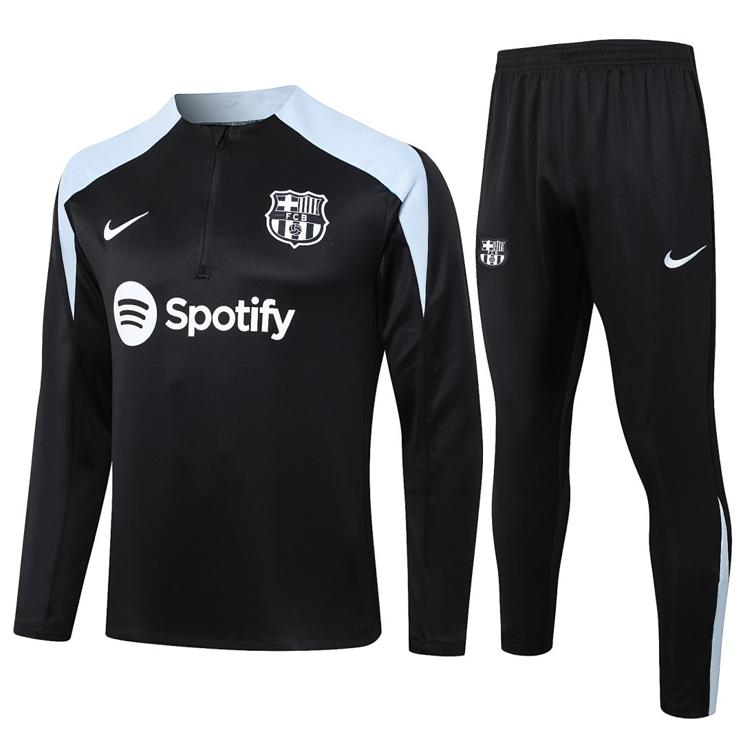 24/25 Barcelona Half-Zip Men's Training Kit Black Light Gray