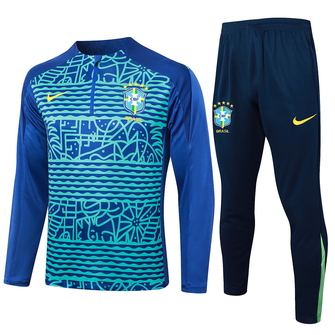 24/25 Brazil Half-Zip Men's Training Kit Royal Blue Print