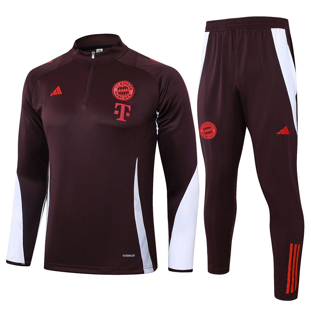 24/25 Bayern Munich Half-Zip Men's Training Kit Red Brown