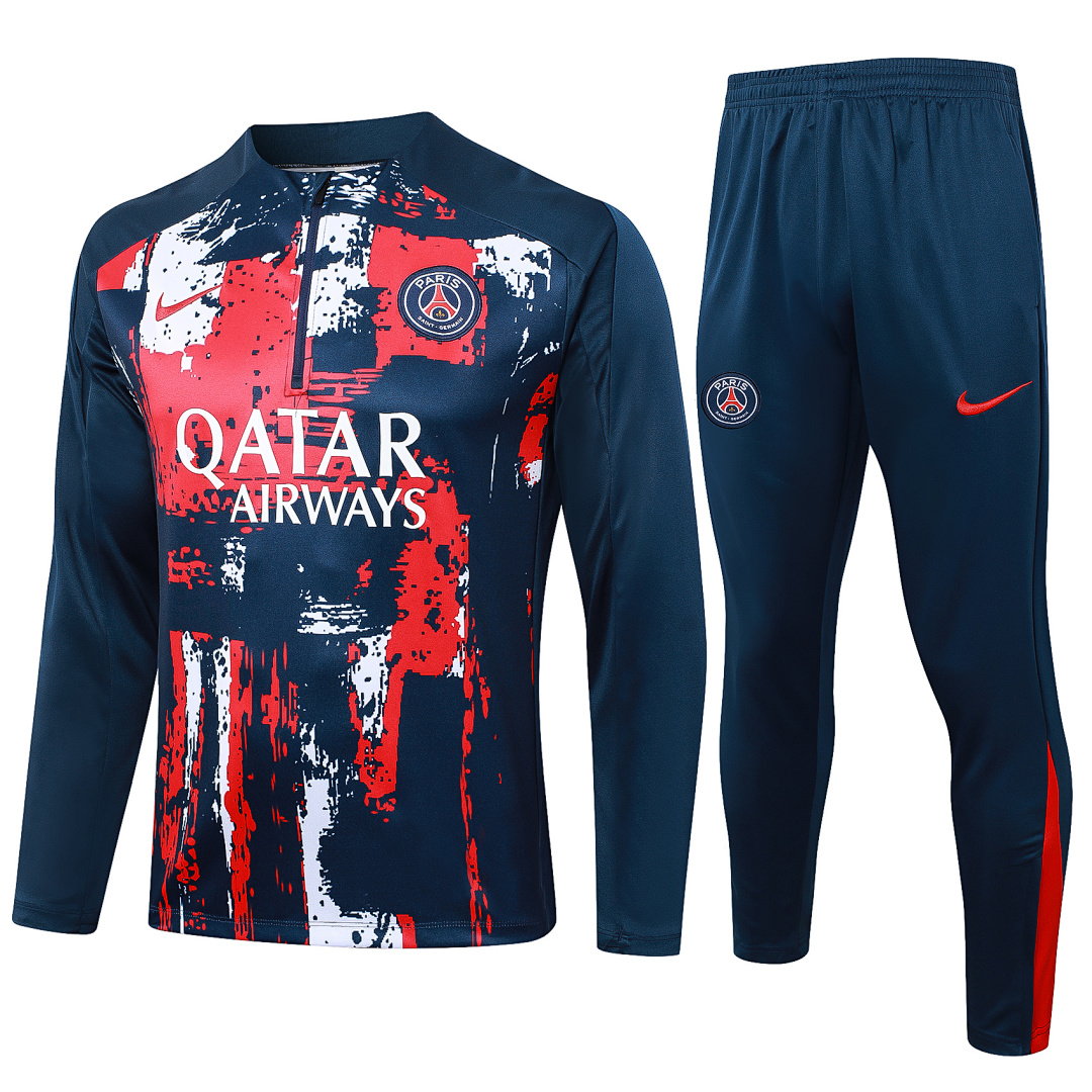 24/25 PSG Half-Zip Men's Training Kit Royal Blue Print