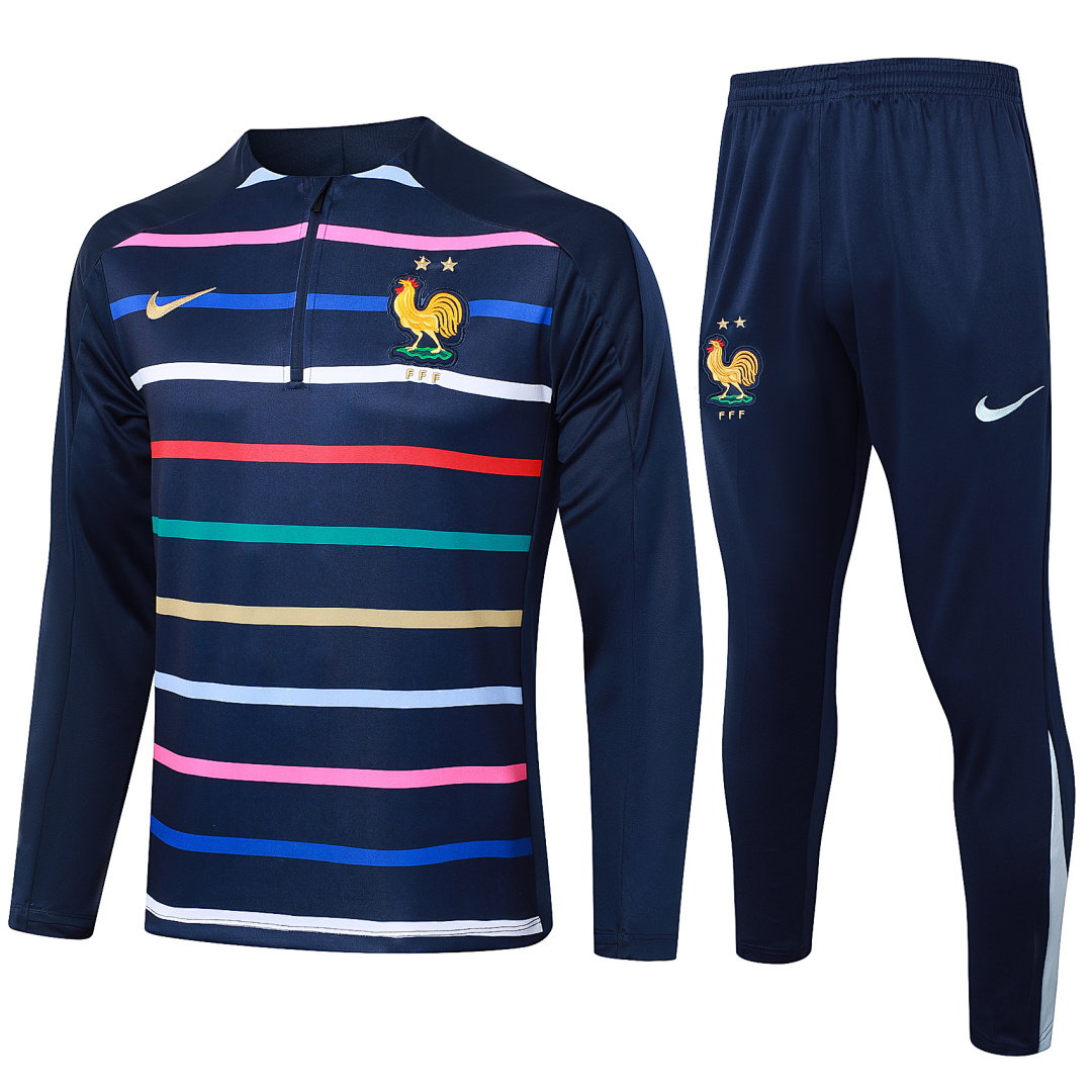 24/25 France Half-Zip Men's Training Kit Royal Blue Stripe