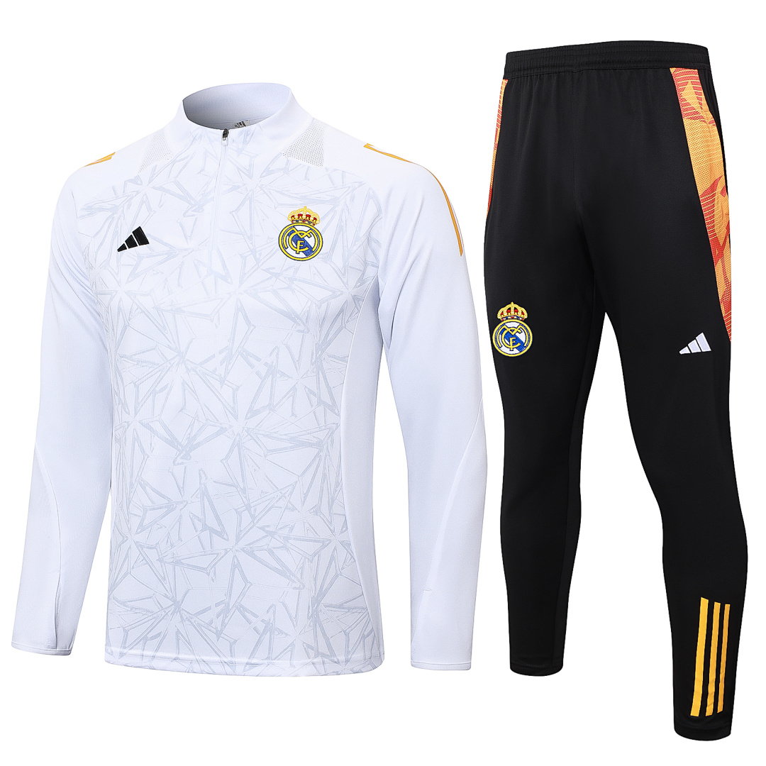 24/25 Real Madrid Half-Zip Men's Training Kit White Print