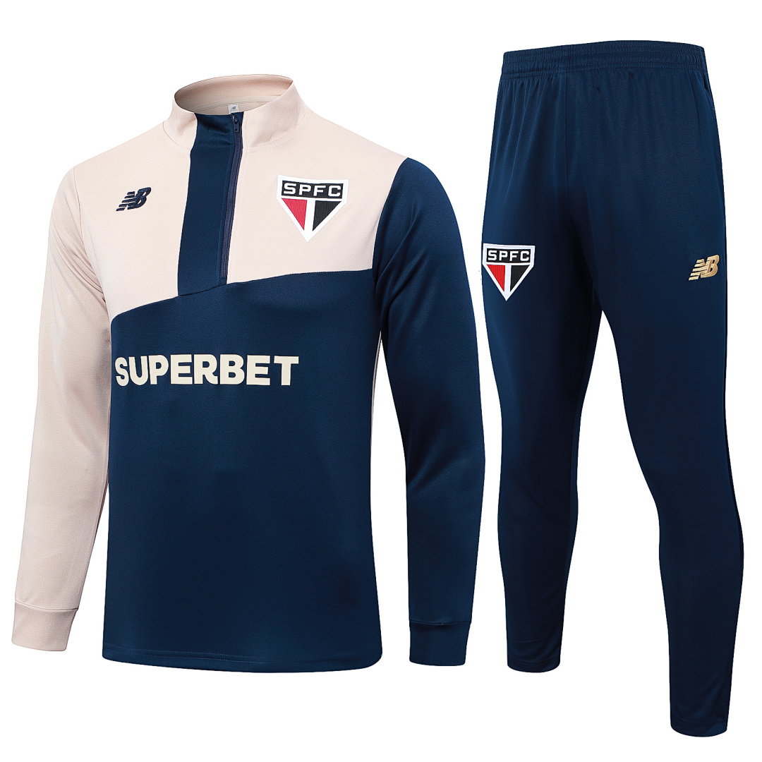 24/25 São Paulo Half-Zip Men's Training Kit Royal Blue Upper Khaki
