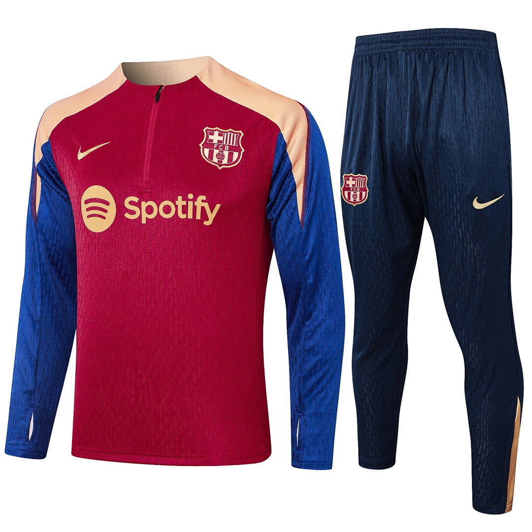 24/25 Barcelona Half-Zip Men's Training Kit Burgundy Player Version