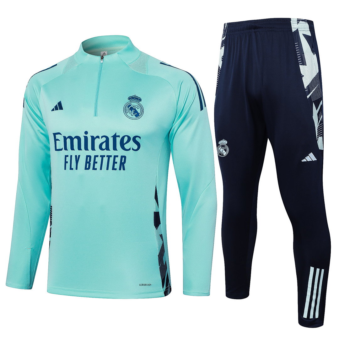 24/25 Real Madrid Half-Zip Men's Training Kit Light Green