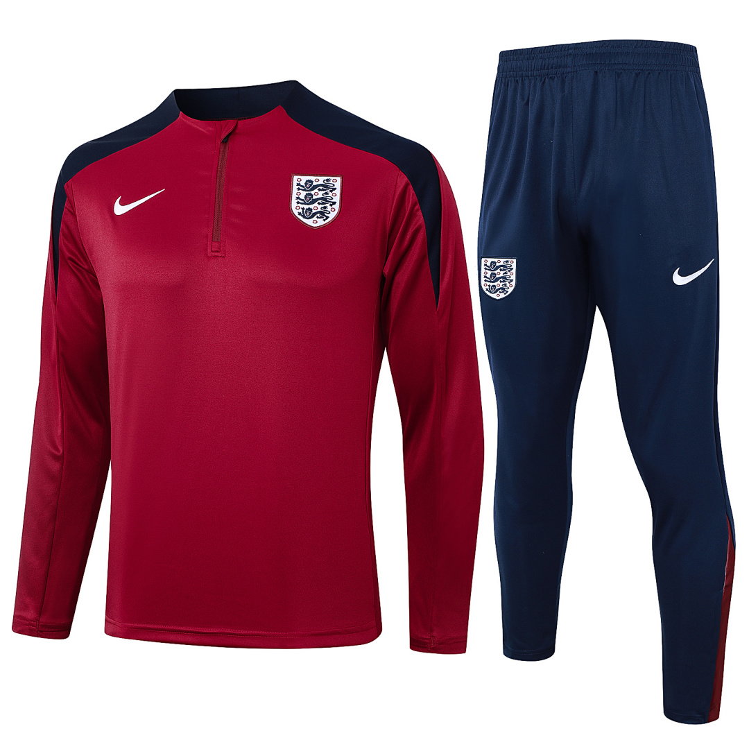 24/25 England Half-Zip Men's Training Kit Burgundy